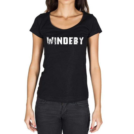 Windeby German Cities Black Womens Short Sleeve Round Neck T-Shirt 00002 - Casual