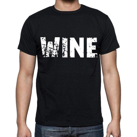 Wine White Letters Mens Short Sleeve Round Neck T-Shirt 00007
