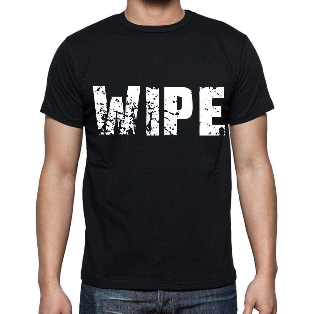 Wipe White Letters Mens Short Sleeve Round Neck T-Shirt 00007