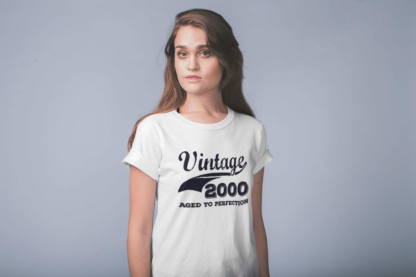 Vintage Aged To Perfection 2000, White, Women's Short Sleeve Round Neck T-shirt, gift t-shirt 00344