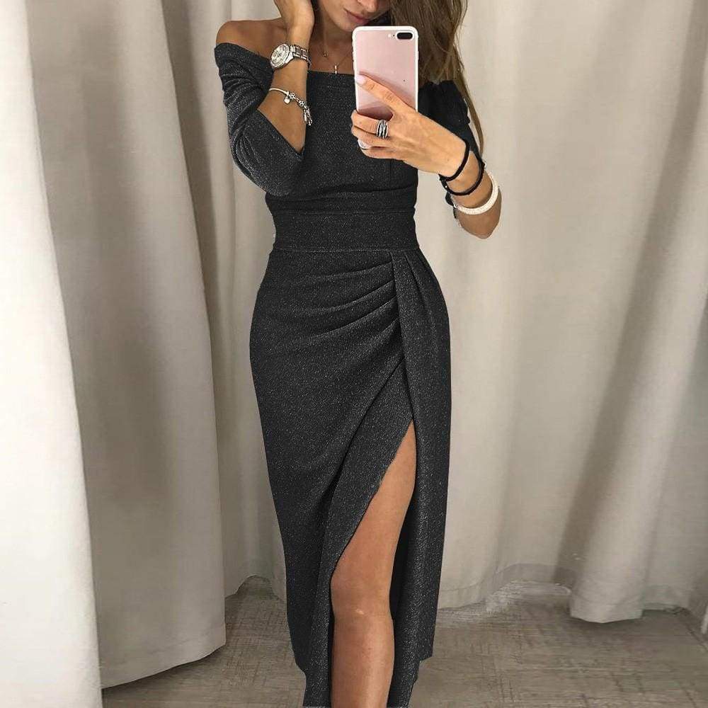 princess polly baby blue dress MB FASHION Off-Shoulder Lace Bodycon Dress with Long Sleeves 9051 main image 1