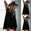 Women Round Neck Loose Irregular Casual Short Sleeve Mini Dress