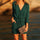 Women V Neck Green Long Sleeve Party Dress Evening Casual Summer Mini Dress - Ultrabasic