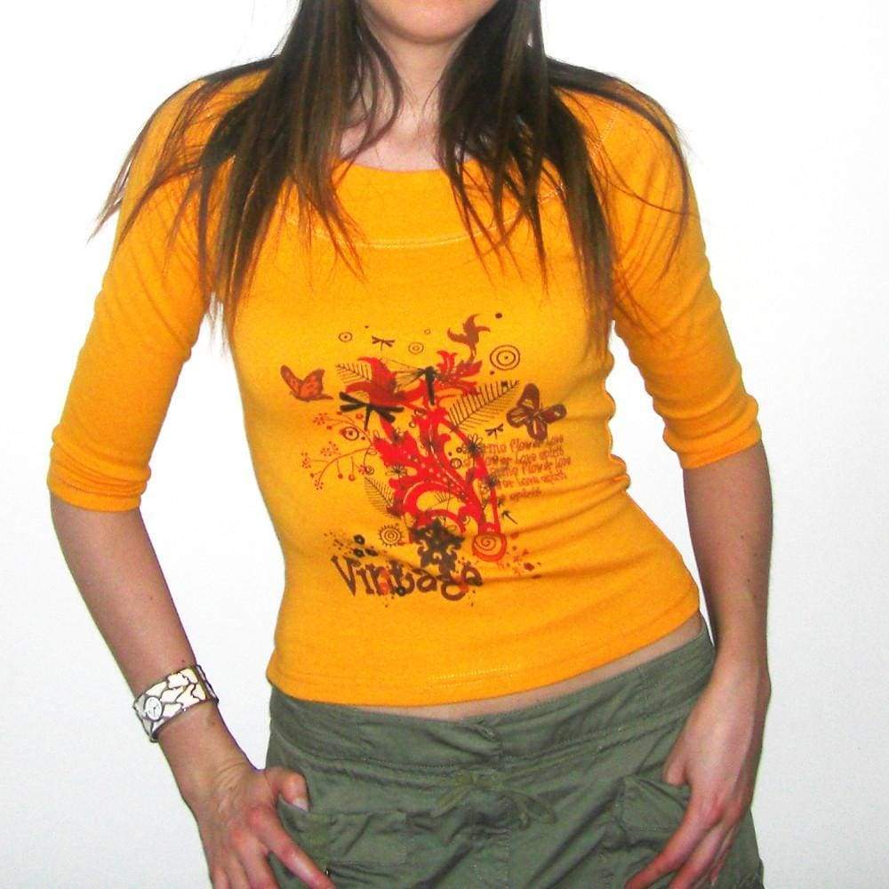 Womens 3/4 Sleeve Top Vintage Fly