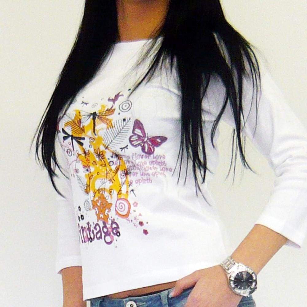 Womens 3/4 Sleeve Top Vintage Fly