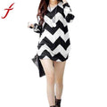 Women's Autumn Warm Long Sleeve Wavy Tops Loose Wave Striped Party Dress New Arrival Women Casual Cute