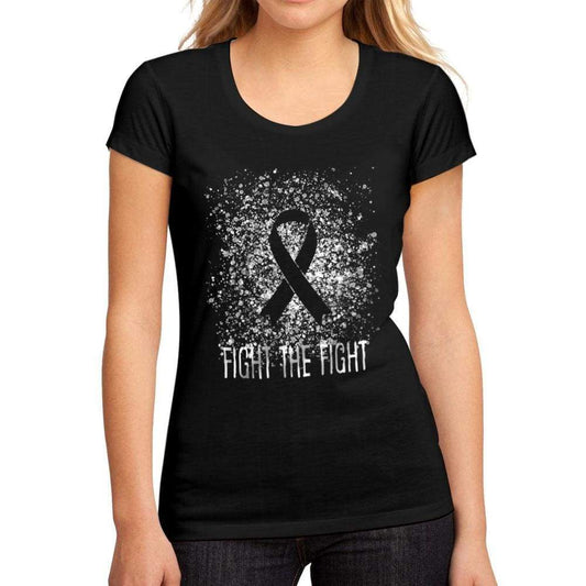 Womens Graphic T-Shirt Cancer Fight The Fight Deep Black - Deep Black / S / Cotton - T-Shirt