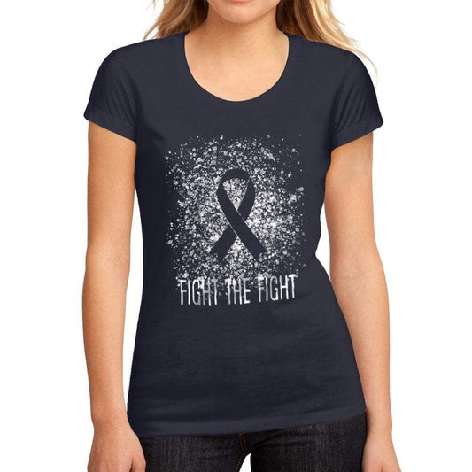 Womens Graphic T-Shirt Cancer Fight The Fight French Navy - French Navy / S / Cotton - T-Shirt