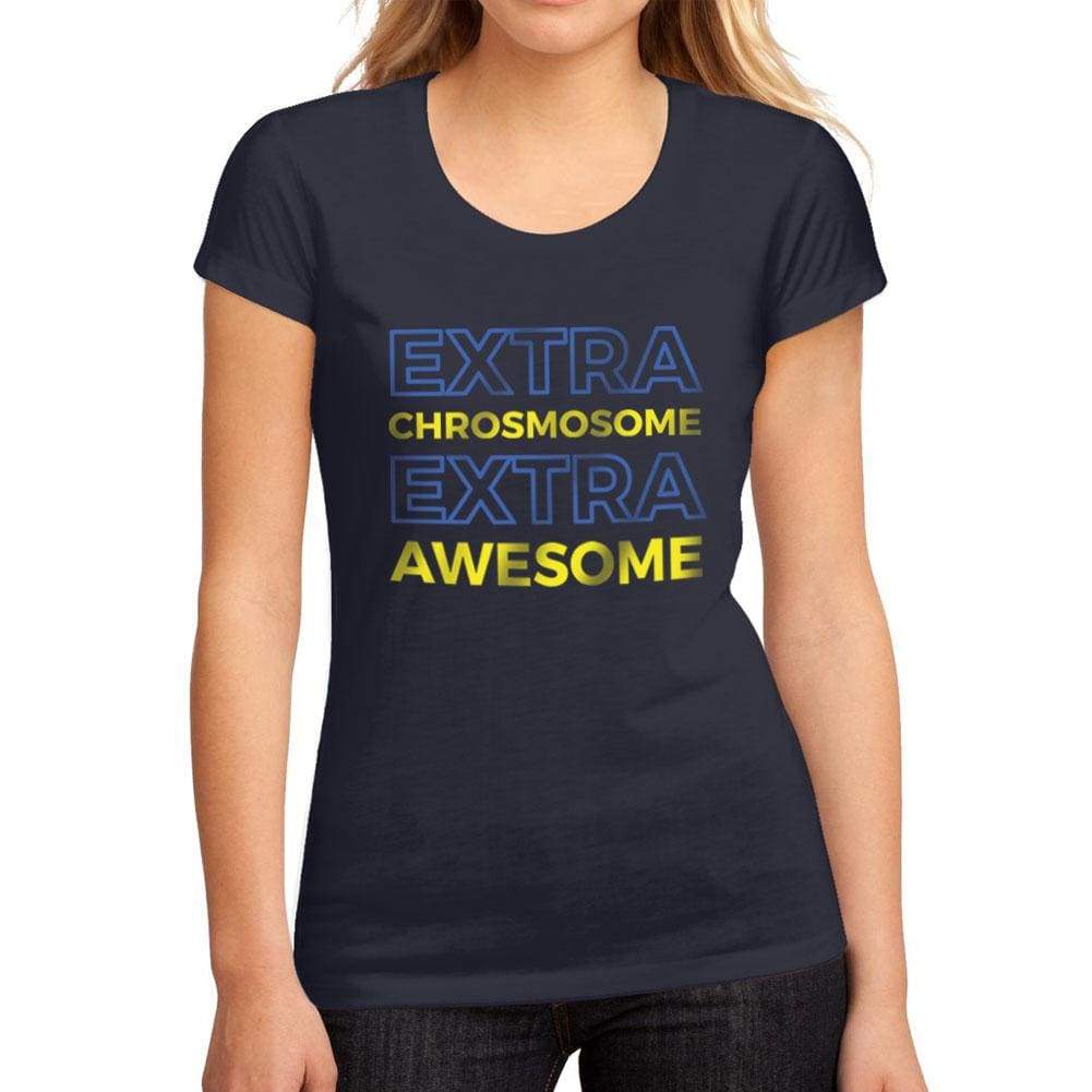 Womens Graphic T-Shirt Down Syndrome Extra Chromosome Extra Awesome French Navy - French Navy / S / Cotton - T-Shirt