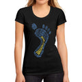 Women's Graphic T-Shirt Down Syndrome Footprint Deep Black