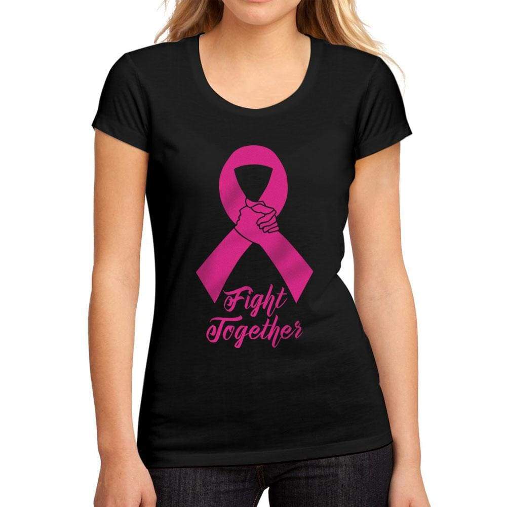 Womens Graphic T-Shirt Fight Cancer Together Deep Black - Deep Black / S / Cotton - T-Shirt