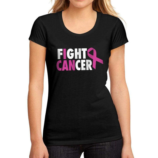 Womens Graphic T-Shirt I Can Fight Cancer Deep Black - Deep Black / S / Cotton - T-Shirt