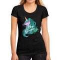 Women's Graphic T-Shirt Keep Dreaming Unicorn Deep Black