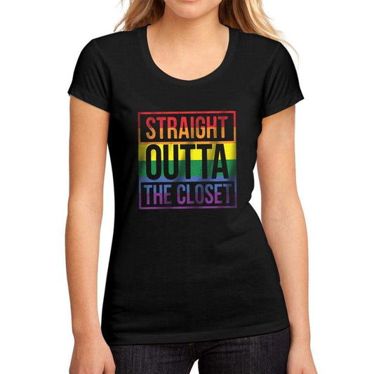 Womens Graphic T-Shirt LGBT Straight Outta the Closet Deep Black - Deep Black / S / Cotton - T-Shirt