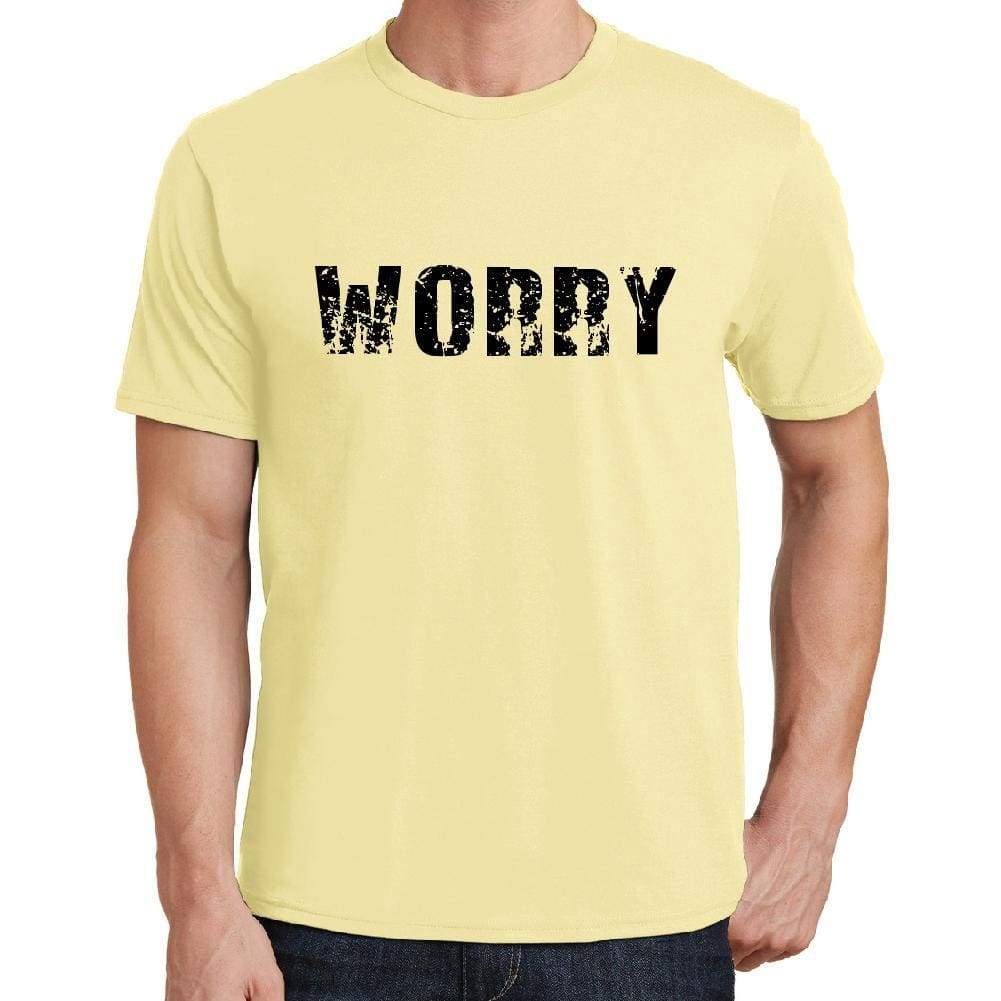 Worry Mens Short Sleeve Round Neck T-Shirt 00043 - Yellow / S - Casual