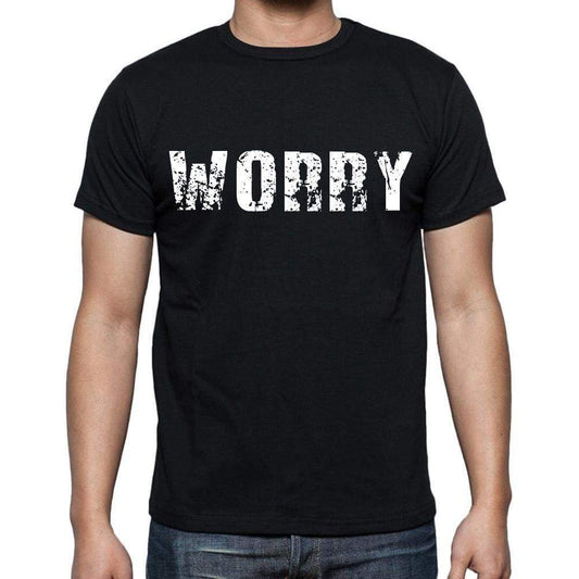 Worry White Letters Mens Short Sleeve Round Neck T-Shirt 00007