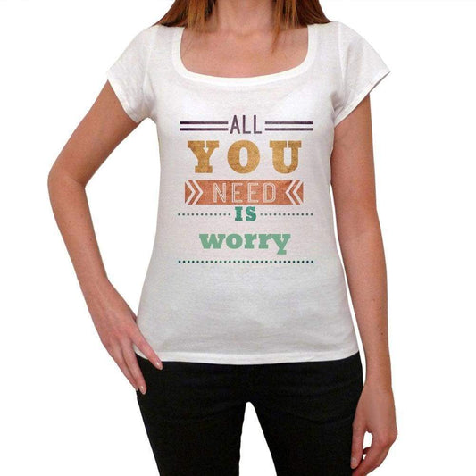 Worry Womens Short Sleeve Round Neck T-Shirt 00024 - Casual