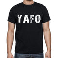 yafo Men's Short Sleeve Round Neck T-shirt , 4 letters Black