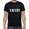 yayoi Men's Short Sleeve Round Neck T-shirt , 5 letters Black , word 00006