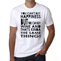 You can't buy happiness, Men's White tee, 100% Cotton 00169