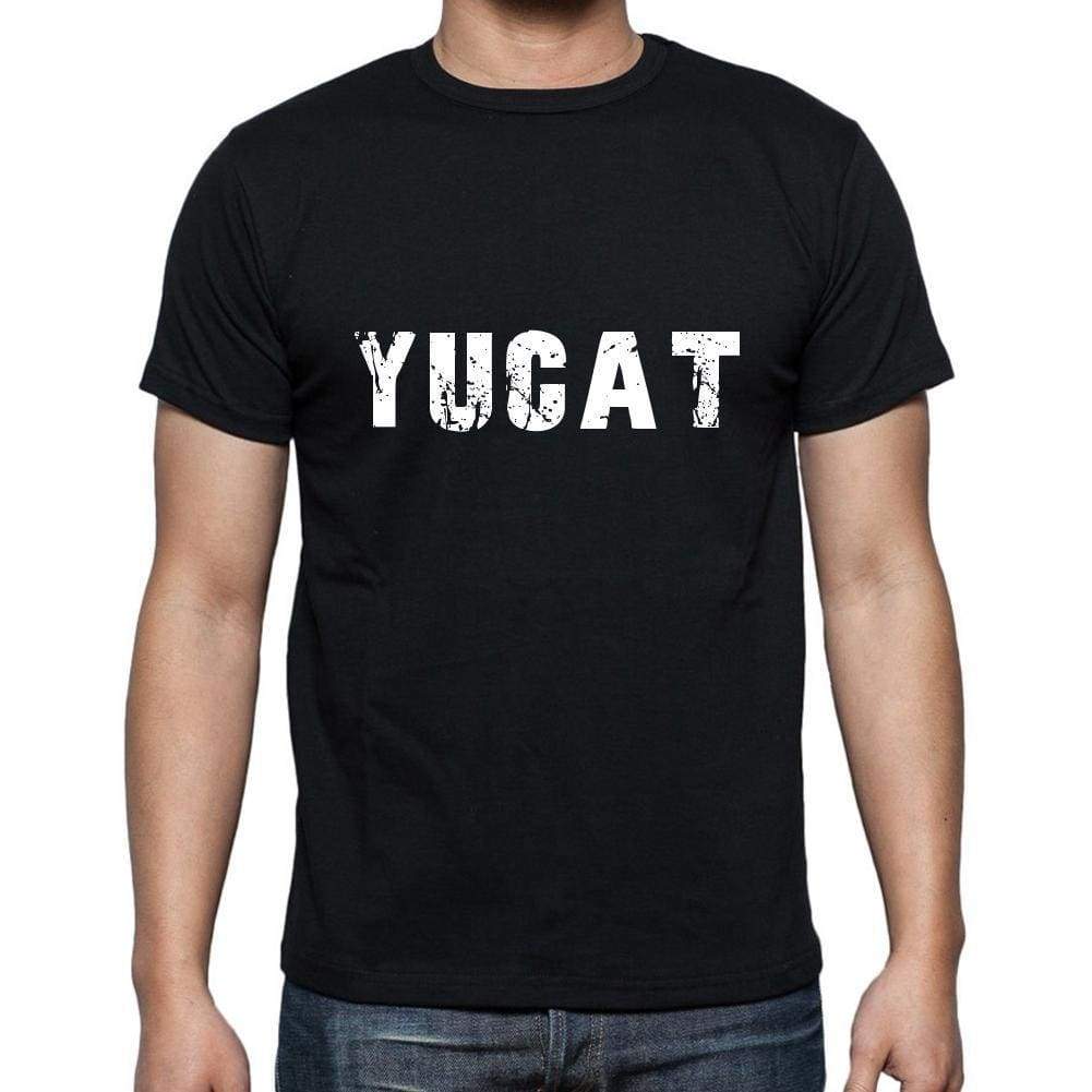 Yucat Mens Short Sleeve Round Neck T-Shirt 5 Letters Black Word 00006 - Casual