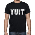 yuit Herren Kurzarm-T-Shirt mit Rundhalsausschnitt, 4 Buchstaben Schwarz