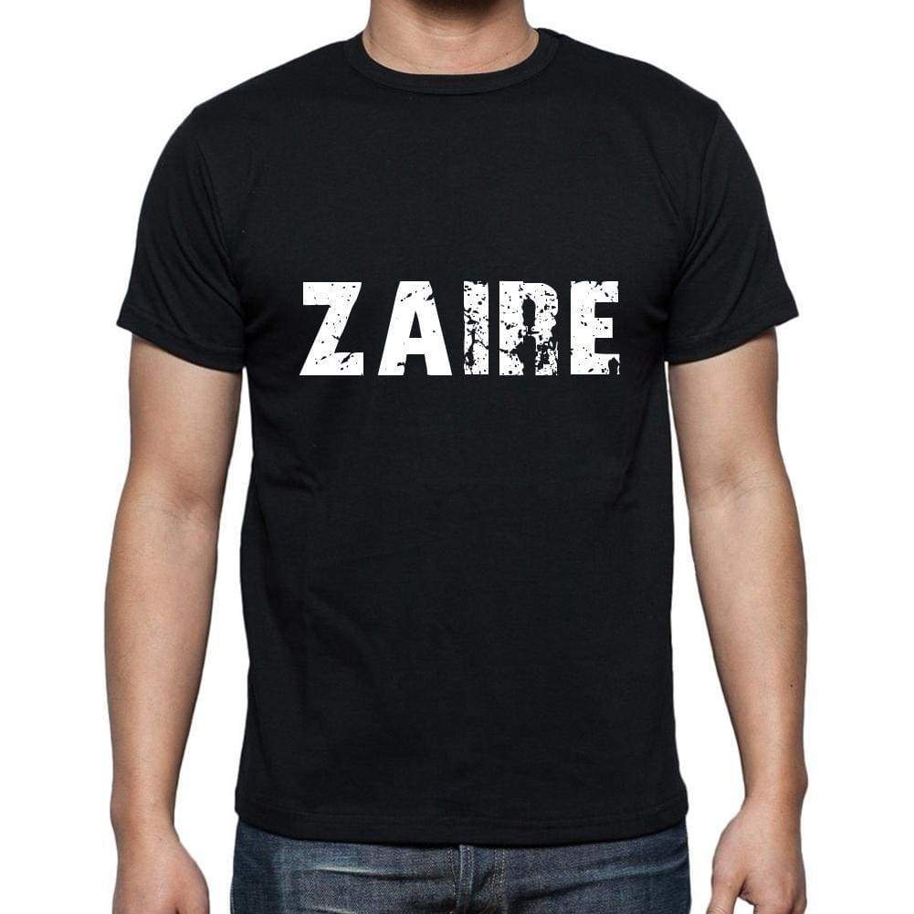 zaire Men's Short Sleeve Round Neck T-shirt , 5 letters Black , word 00006 - Ultrabasic